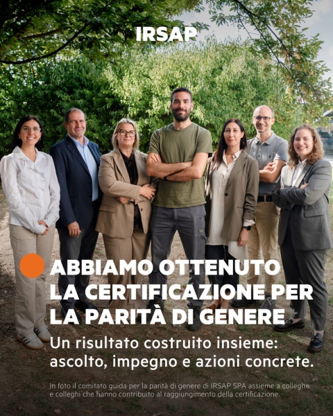 IRSAP RAFFORZA IL PROPRIO IMPEGNO PER LA PARITÀ DI GENERE E OTTIENE LA CERTIFICAZIONE UNI/PDR 125:2022