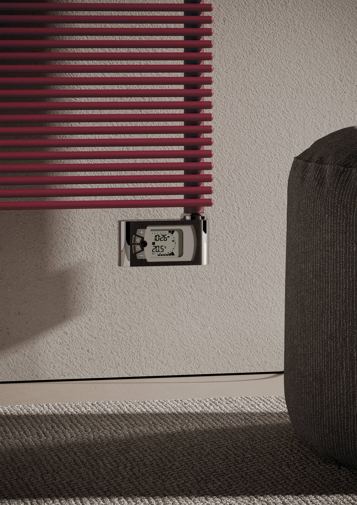 Arpa 12 B Elettrico, hauteur 1526 mm, largeur 500 mm, électrique avec contrôle électronique , Violet Bordeaux Mi-Mat - RAL 4004, (détail)