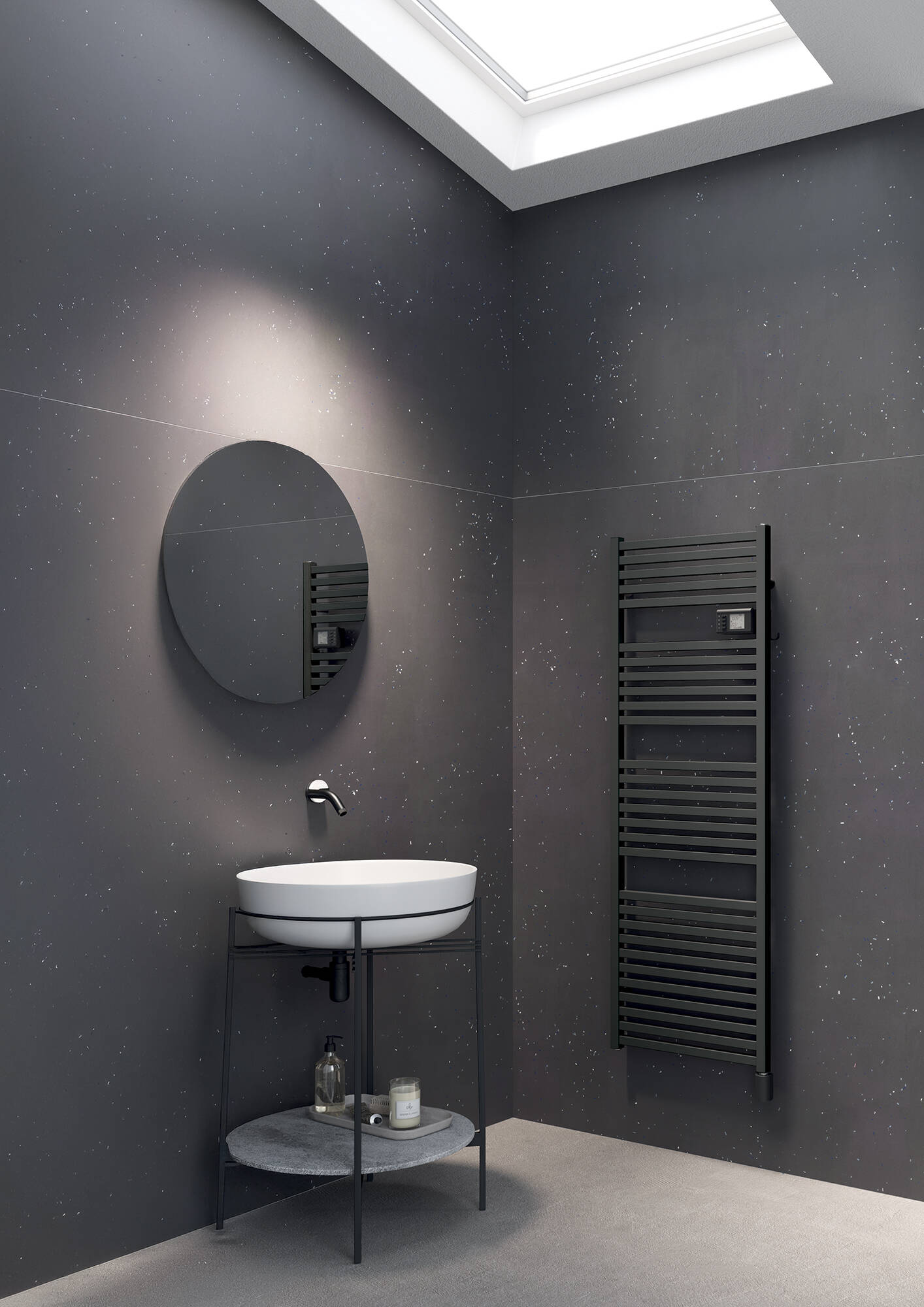 Quadré E-Central, hauteur 1517 mm, largeur 530 mm, électrique avec électronique centrale, Gris Moyen