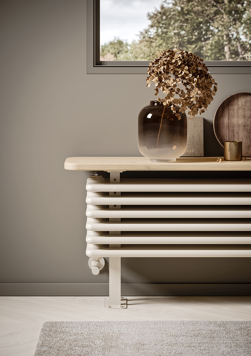 Tesi Panca, horizontal, 6 éléments, hauteur 294 mm, largeur 1500 mm, Ivoire - RAL 1013, (détail)