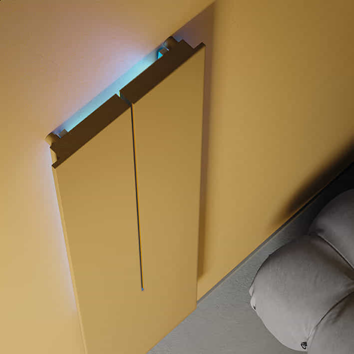 Origin, altura 1800 mm, anchura 500 mm, eléctrico con resistencia WiFi, Amarillo Ocre Mate - RAL 1024, (detalle)