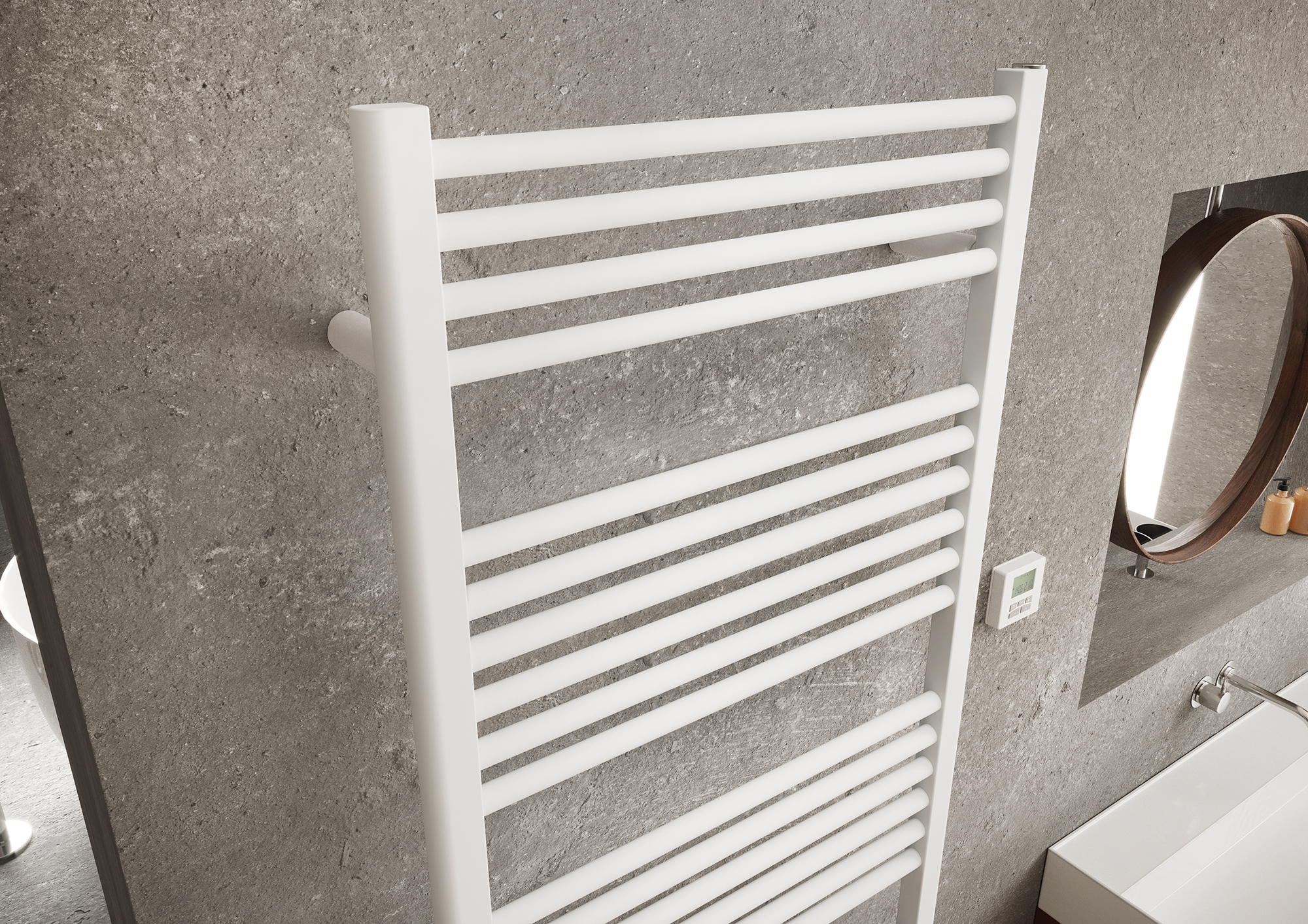 Fleche Air, hauteur 1658 mm, largeur 600 mm, électrique avec résistance wireless, avec booster, Standard Blanc, (détail)