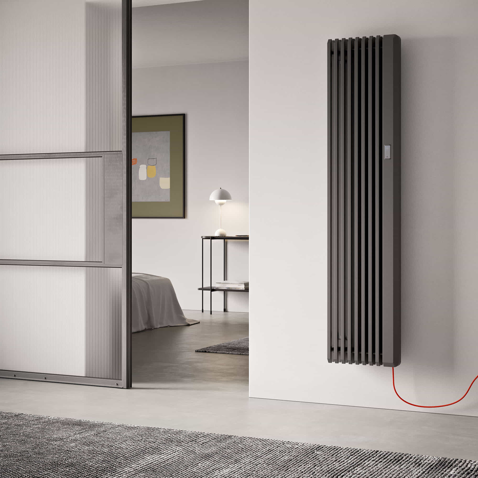 Sax, Vertical, 7 elements, Hight 1800 mm, Lenght 735 mm, Electric with WiFi electronic control, Satin Black