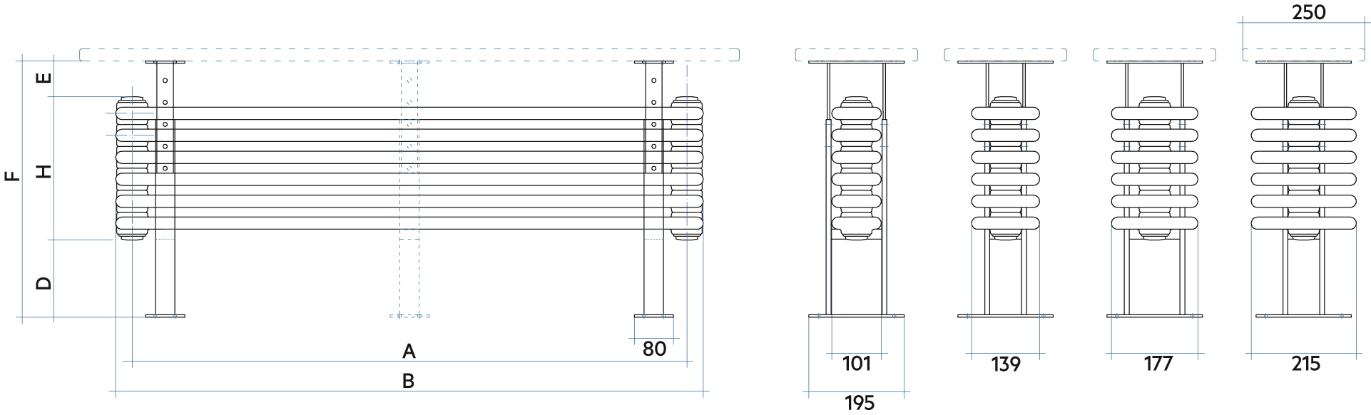 Tesi 3-4-5-6 Klupa Vodoravni