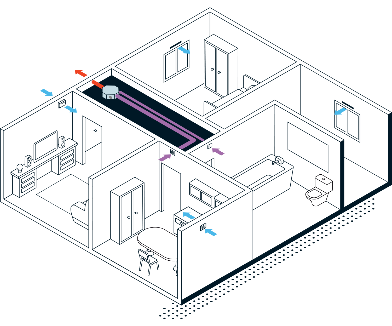 Esempio di installazione impianto di ventilazione a semplice flusso