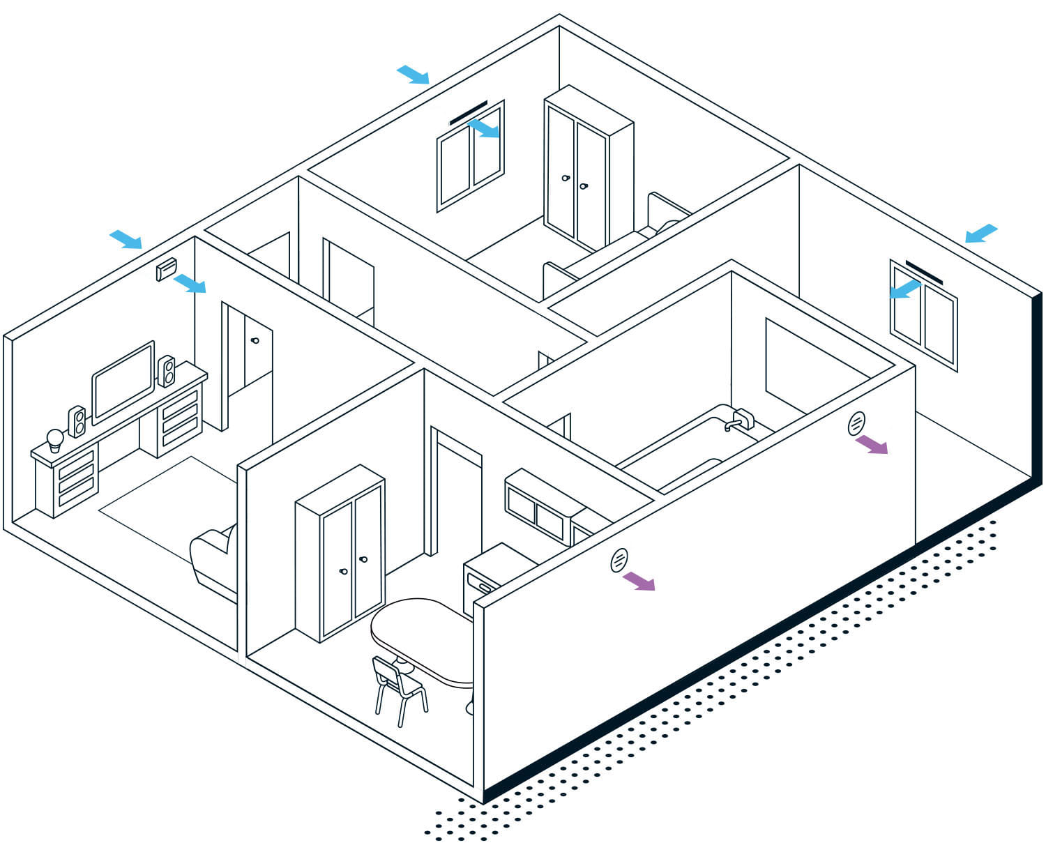 Esempio di installazione ventilazione meccanica controllata a semplice flusso autoregolabile